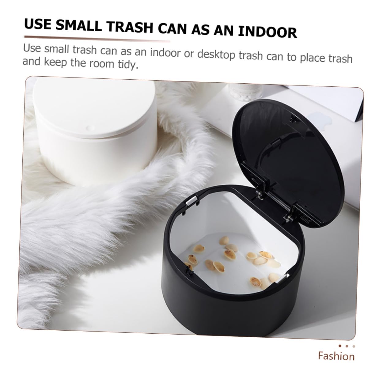 Homoyoyo 2pcs Mini Desktop Press Trash Can Small Wastebasket Compact Rubbish Bin for Office and Home Bedroom Use Black and White