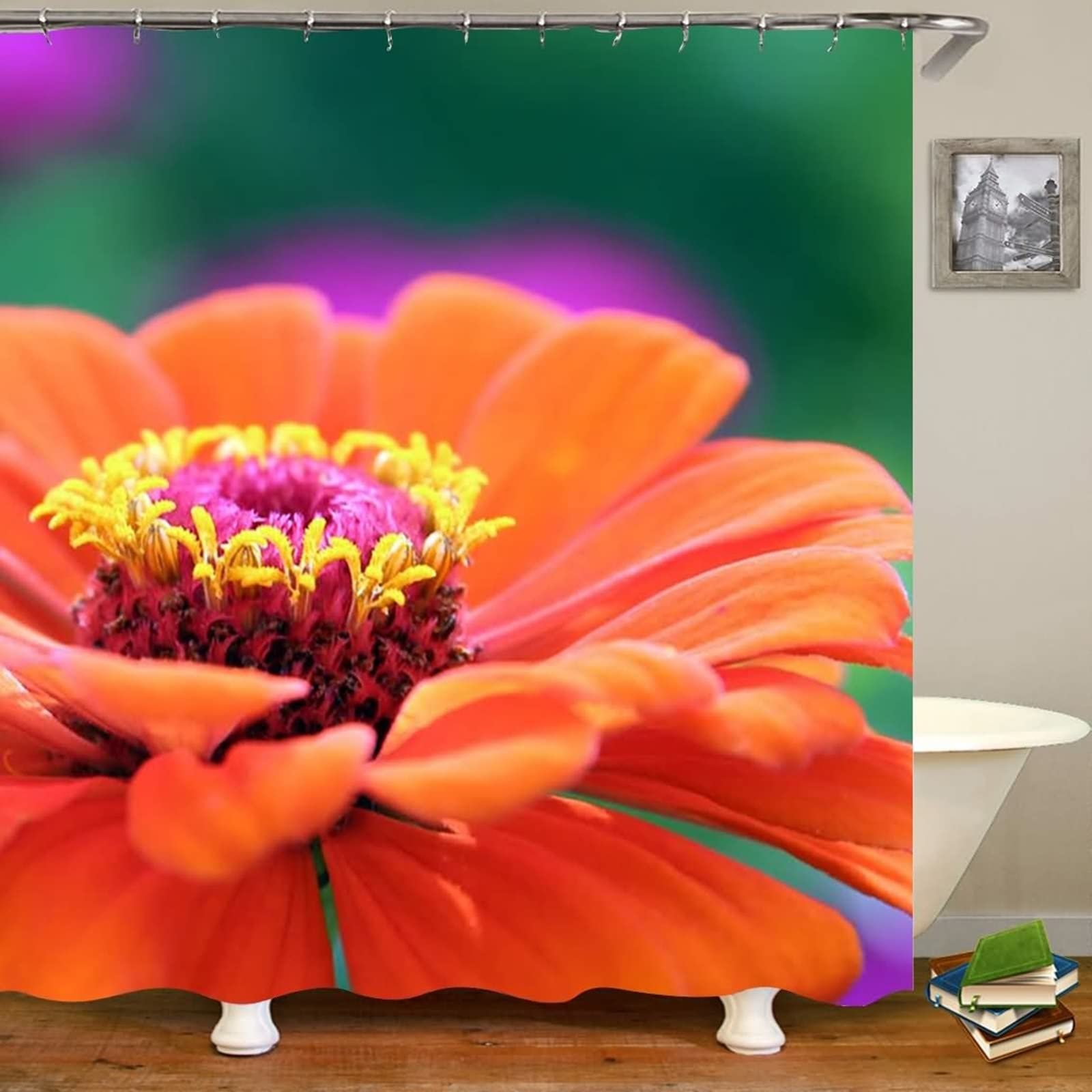 Rideau de douche fleuri KnSam orange de qualité supérieure en polyester