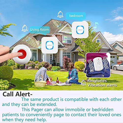 liotoin Caregiver Pager Wireless Nurse Alert System Vibration Pager Call Button for Home/Elderly/Patient,600+ Feet Range (1 Portable Receiver+2Plugin Receiver +2 Transmitter)… by liotoin - Image 5
