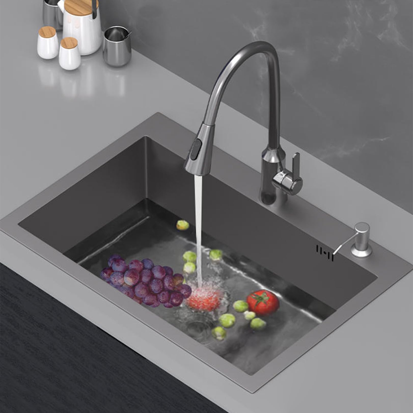 Évier de cuisine gris encastrable idéal pour les cuisines modernes