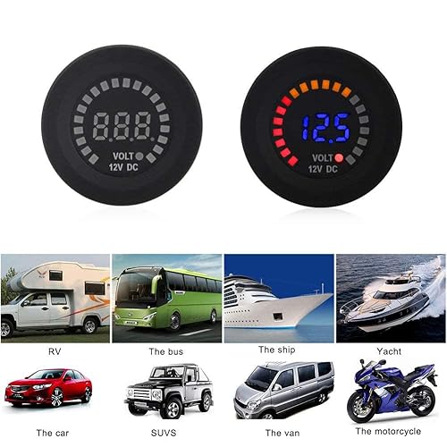 Miniatura 6 de Cargador de coche azul QC3.0USB + voltímetro digital LED de color para coche y barco