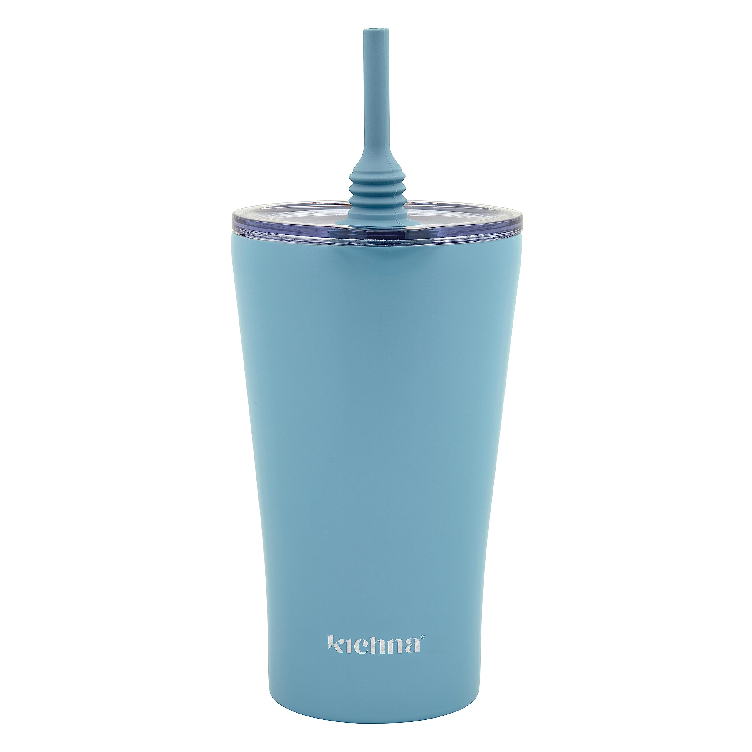Kichna The Sipper Stainless Steel Insulated Tumbler with Straw and Lid Double Walled BPA Free Splash Proof Travel Cup for Cold Drinks 550ml - Powder Blue