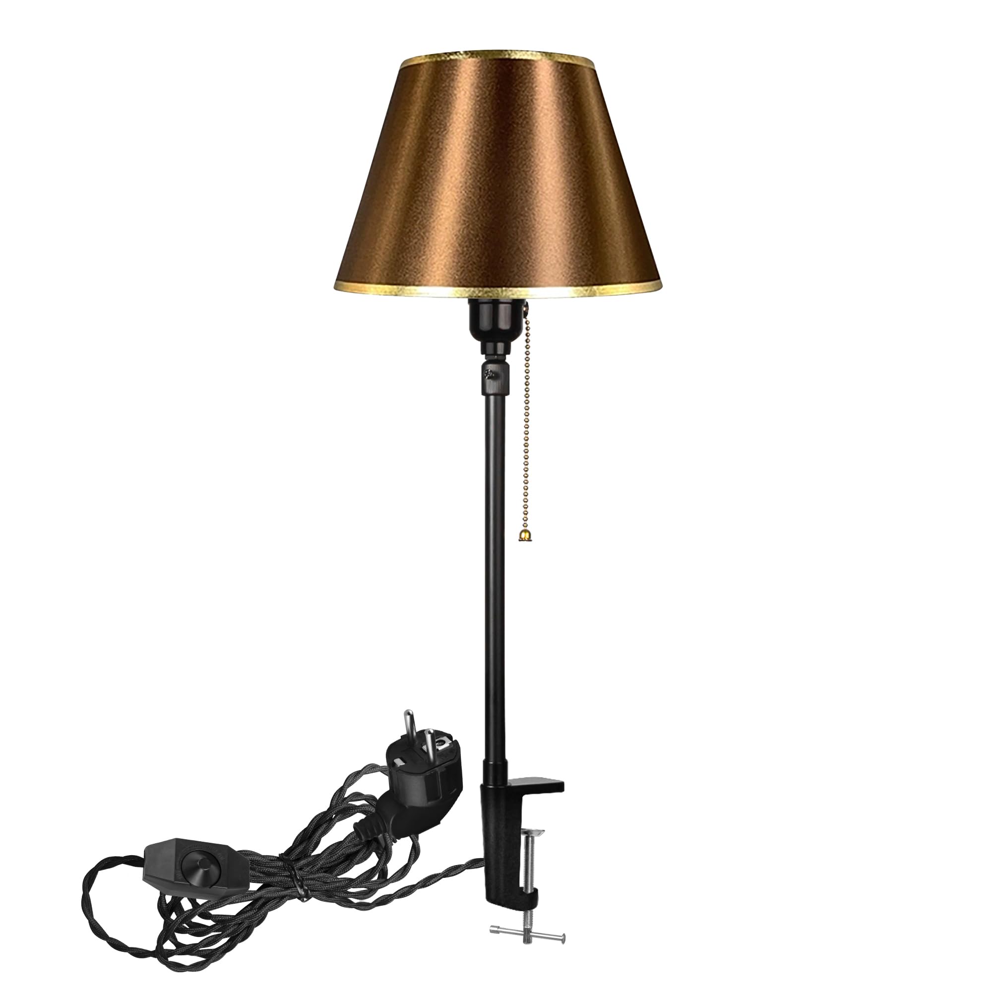 Modern Klemmleuchte,1 Packung Leselampe mit 2,5 m Kabel, Dimmbar Braune Nachttischlampe,Augenpflege Schreibtischlampe für Heimgebrauch Büro, E27 Lampenhalterung -DZTD0642