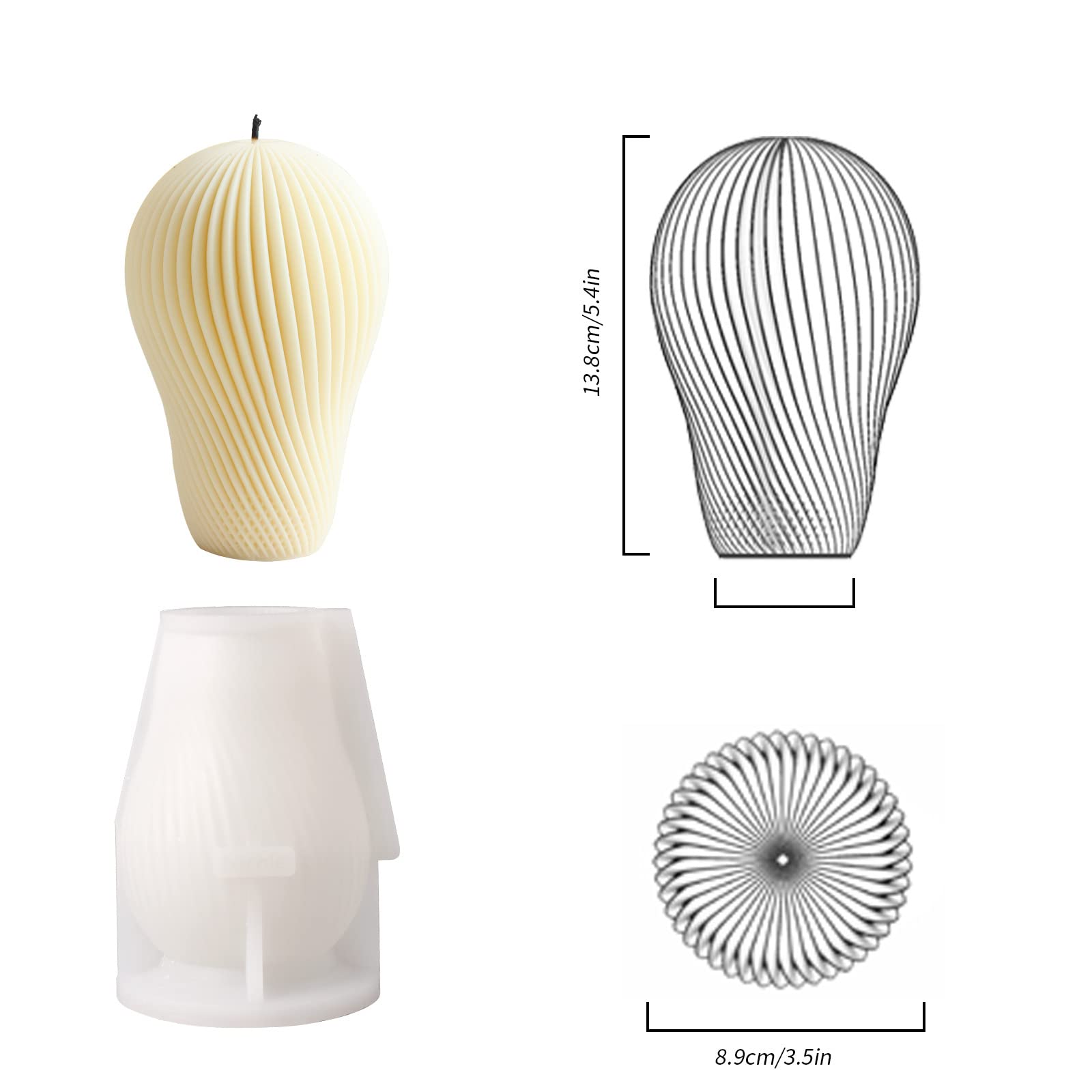 Geometric Candle Mold Silicone for Scented Candles Spiral Balloon Mould Casting Ornaments Making Tool