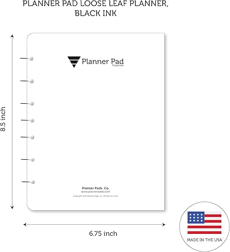 Miniatura 6 de Planner Pad Embudo de 3 niveles de hojas sueltas de 7 agujeros, organizador de 12 meses, año calendario (enero a diciembre de 2023), tinta negra, 6