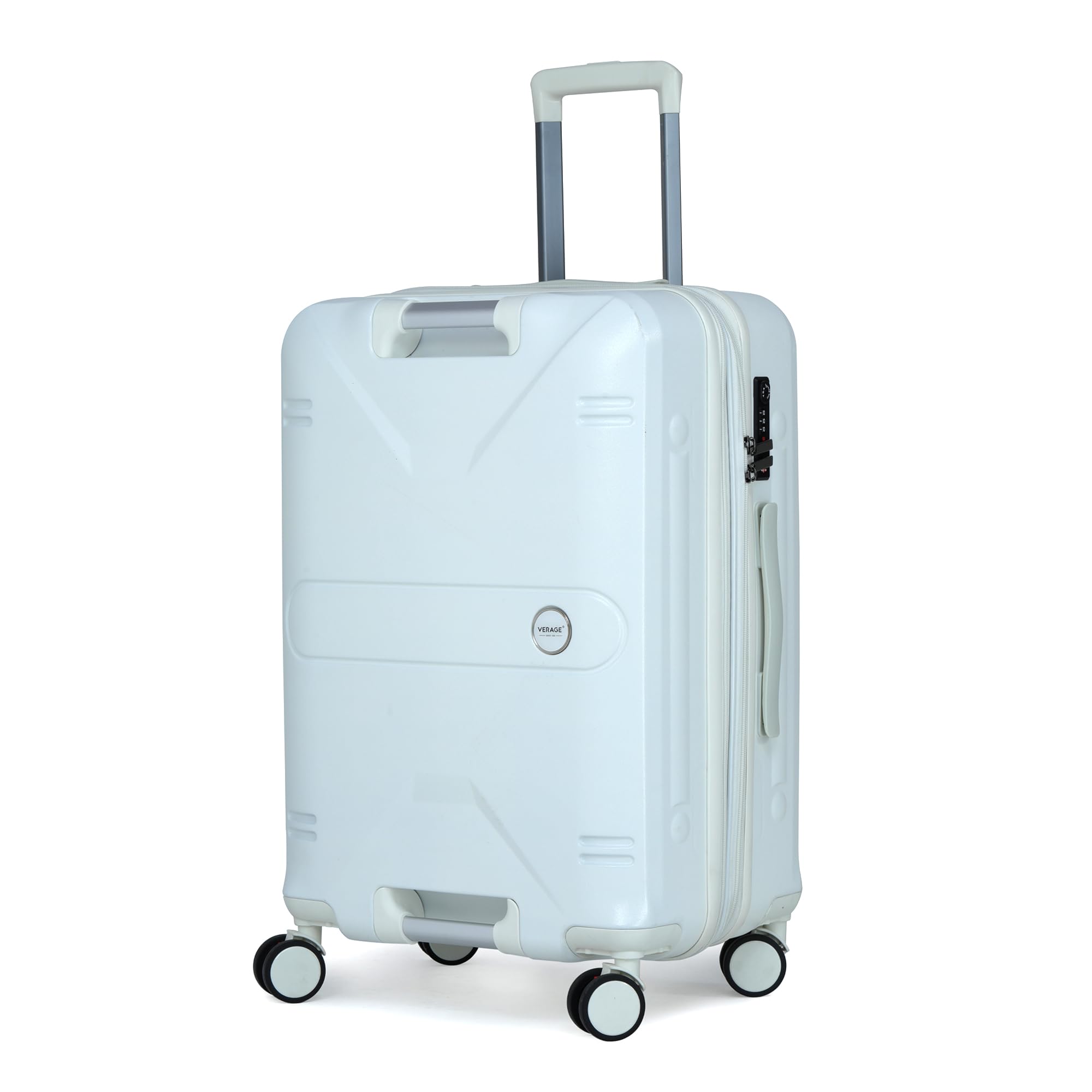 Verage Luxe Romero Medium Check-in Polycarbonate Hard Shell Luggage with TSA Lock, Lightweight Trolley Suitcase with Double Spinner Wheels, 5-Year International Warranty (24,White)