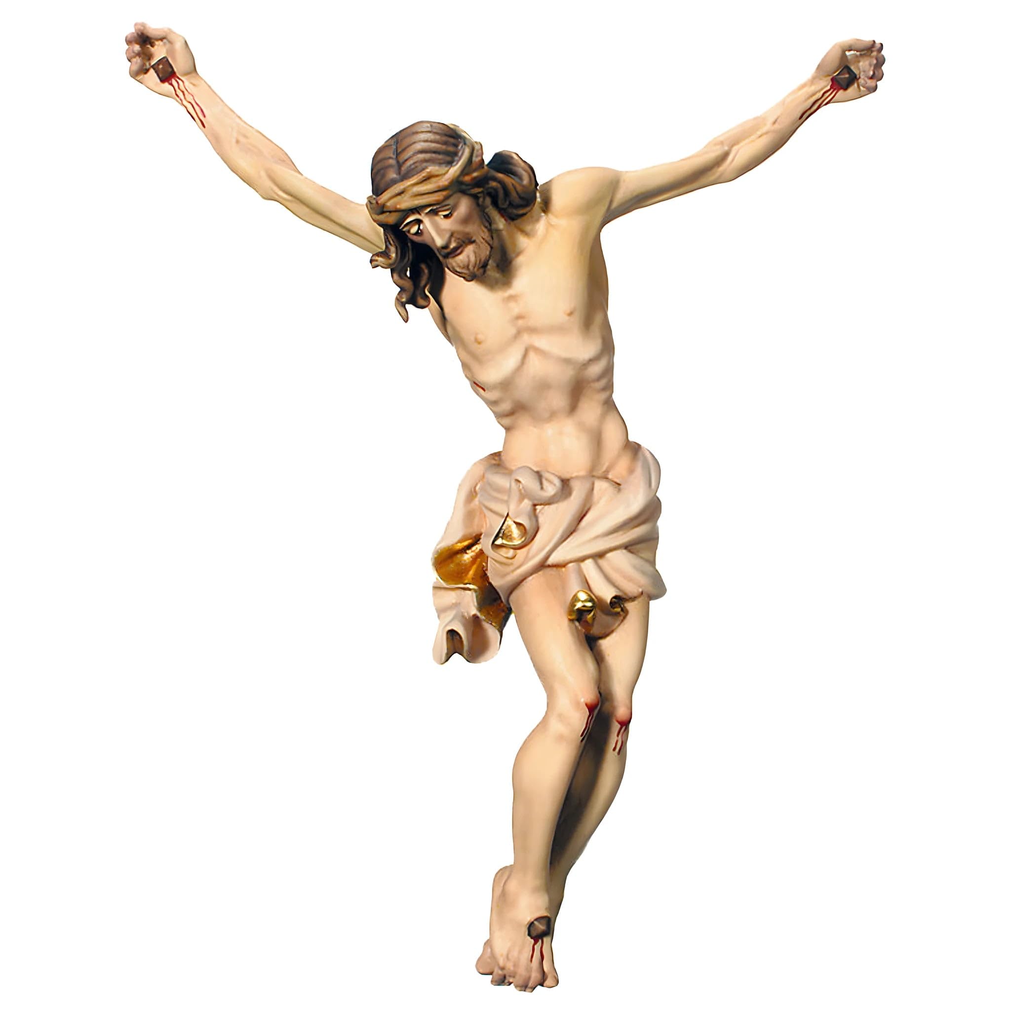 Dolfi | Barokowe ciało Chrystusa Jezusa 28 cm | Ręcznie malowane drewno w Val Gardena | Religijny