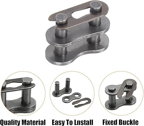 Miniatura 8 de AZSSMUK Cadena de rodillos n. 35, material de acero al carbono de 4 pies con 1 eslabón de conexión, cadena industrial - 128 eslabones
