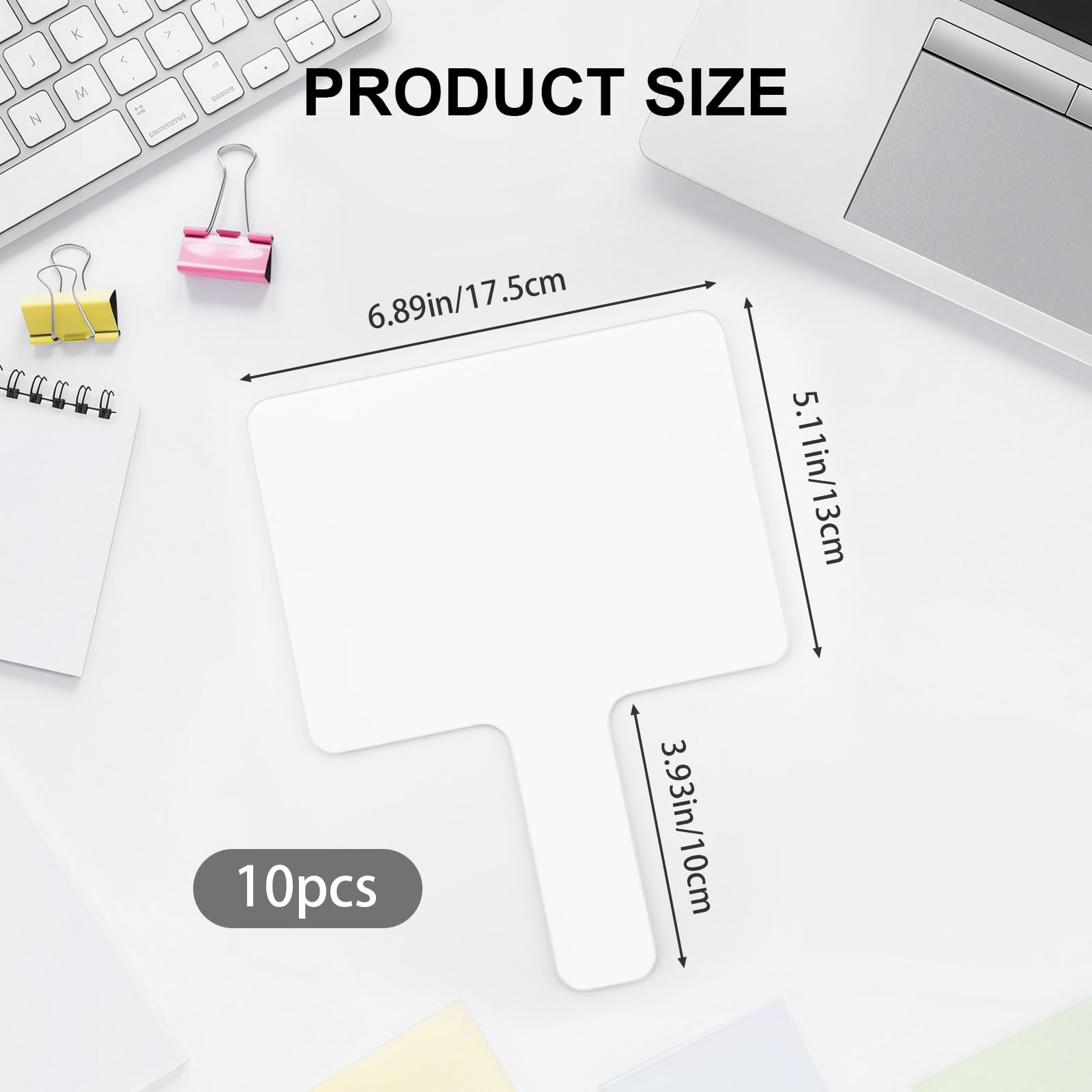 Lot de 10 Pagaies de Réponse Effaçables à Sec, 17,5 x 23 cm Tableau Blanc Double Face, Tableaux Blancs Effaçables Portables pour Enseignants, Réunions, Votes et Enchères (Blanc)