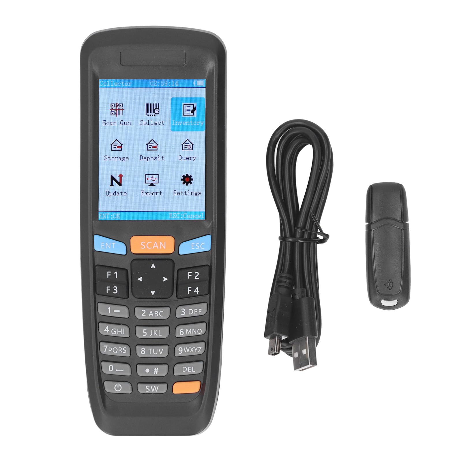 Escáner de Código de Barras Inalámbrico, Pantalla LCD de 2,8 Pulgadas, Espacio de Datos de 16 MB, Lector de Código de Barras Multifuncional, Carcasa de ABS para Entrega Urgente