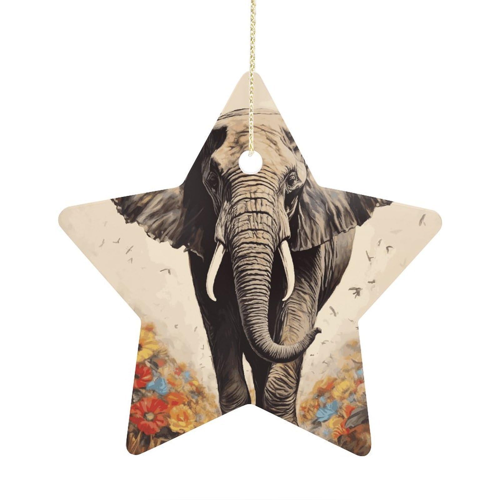 Fodpand Women's Style Elephant Painting Ornament With String, Keepsake Hanging Decorations,Ceramic Ornaments For Men Indoor Home Holiday Party Gifts