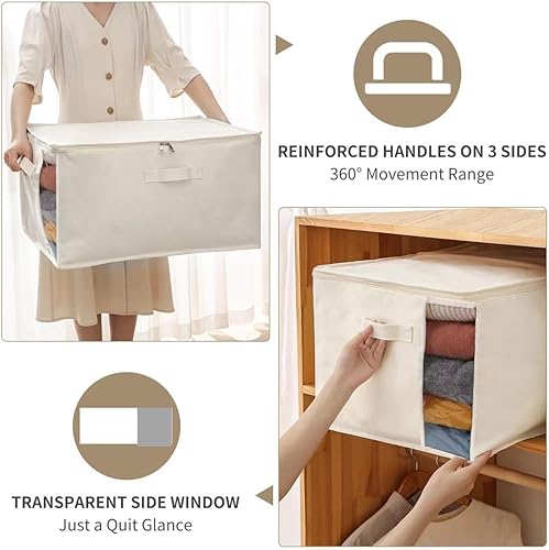 Miniatura 4 de Bolsas de edredón de lona, organizadores de clóset y almacenamiento para edredones, contenedores de organización de ropa, contenedores con