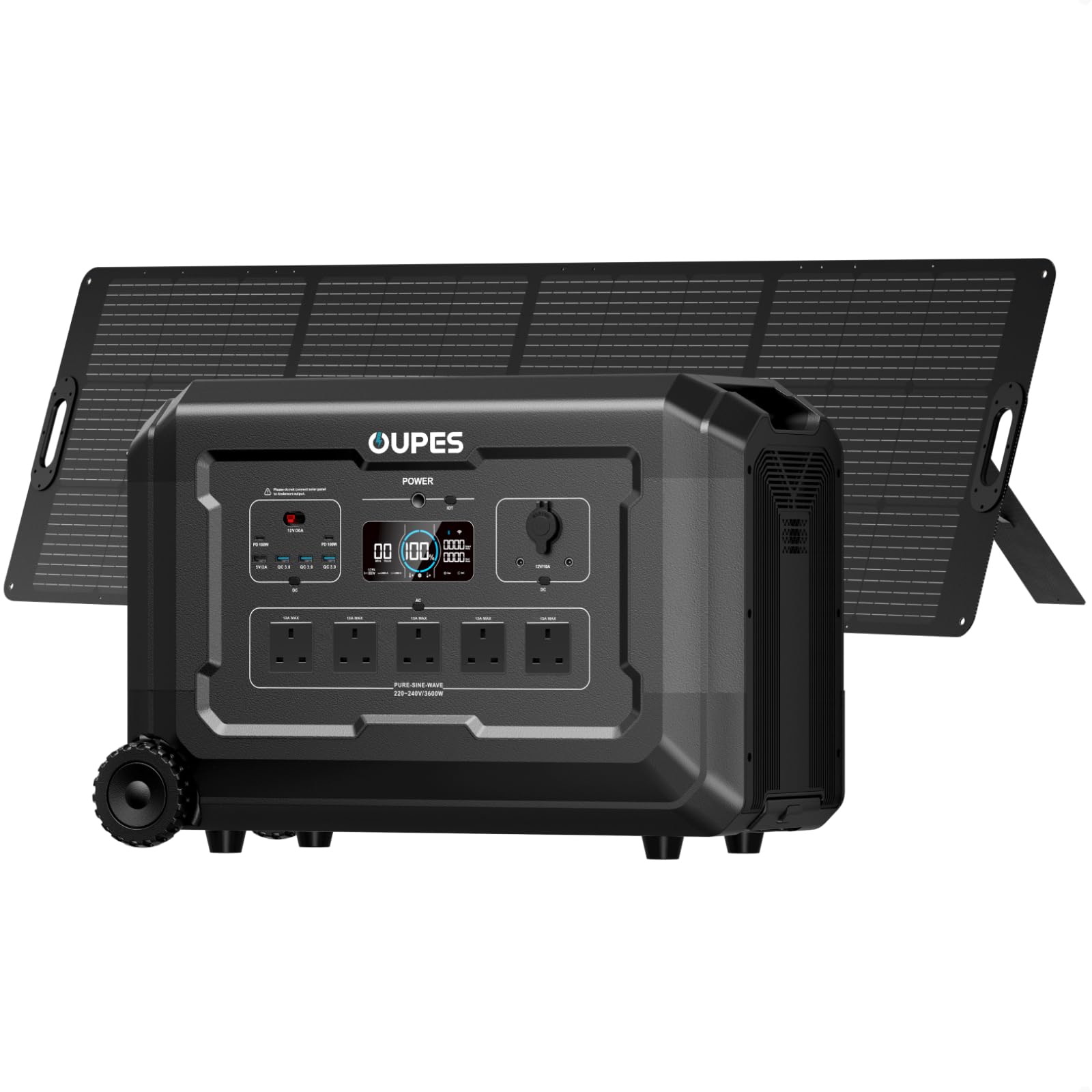 Oupes Black Mega 3 Portable Power Station With 240W Solar Panel Kit, 3072Wh Solar Generator, 3600W(7000W Peak) Ac/48 Min Fast Charge, Ups, Expandable To 15.36Kwh, Backup Power For Home, Camping, Off-Grid