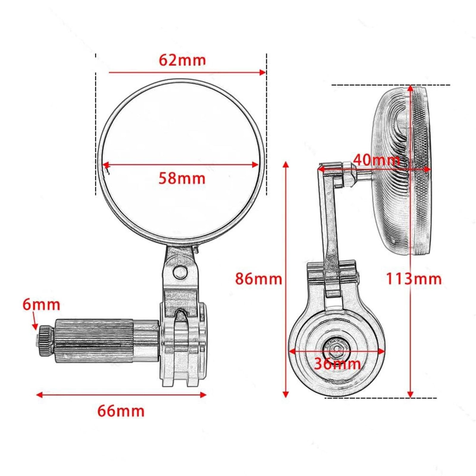 Espejos Laterales Motocicletas Motocicleta Espejo Retrovisor Lateral 7 8 22 Mm Extremo Manillar(Silver)