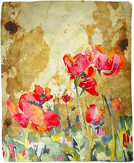 rouihot 50x60 Inches Flannel Throw Blanket Red Painting Original Watercolor Popp - Compare price