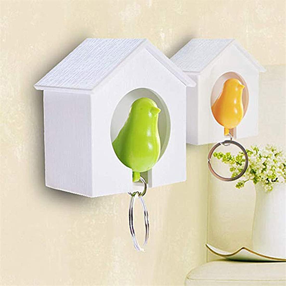 LNYMZD Bird House Key Holder, Single Bird House Keychain Wall Hook Holders, Mini Bird Nest Keychain - Image 2