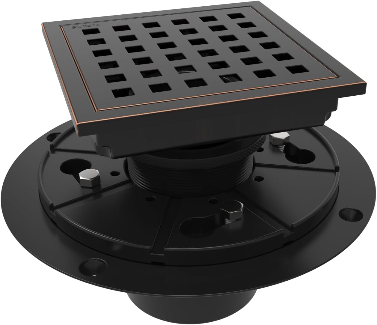 WEBANG 4-Inch Square Shower Drain with Grate