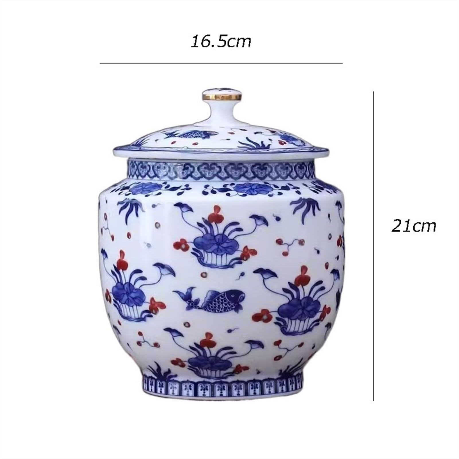 Pudełko z puszki na herbatę, chińskie, niebiesko-białe, ceramiczne pudełko kanister Wielofunkcyjny słoik uszczelnieniem, duży schowek(Medium)