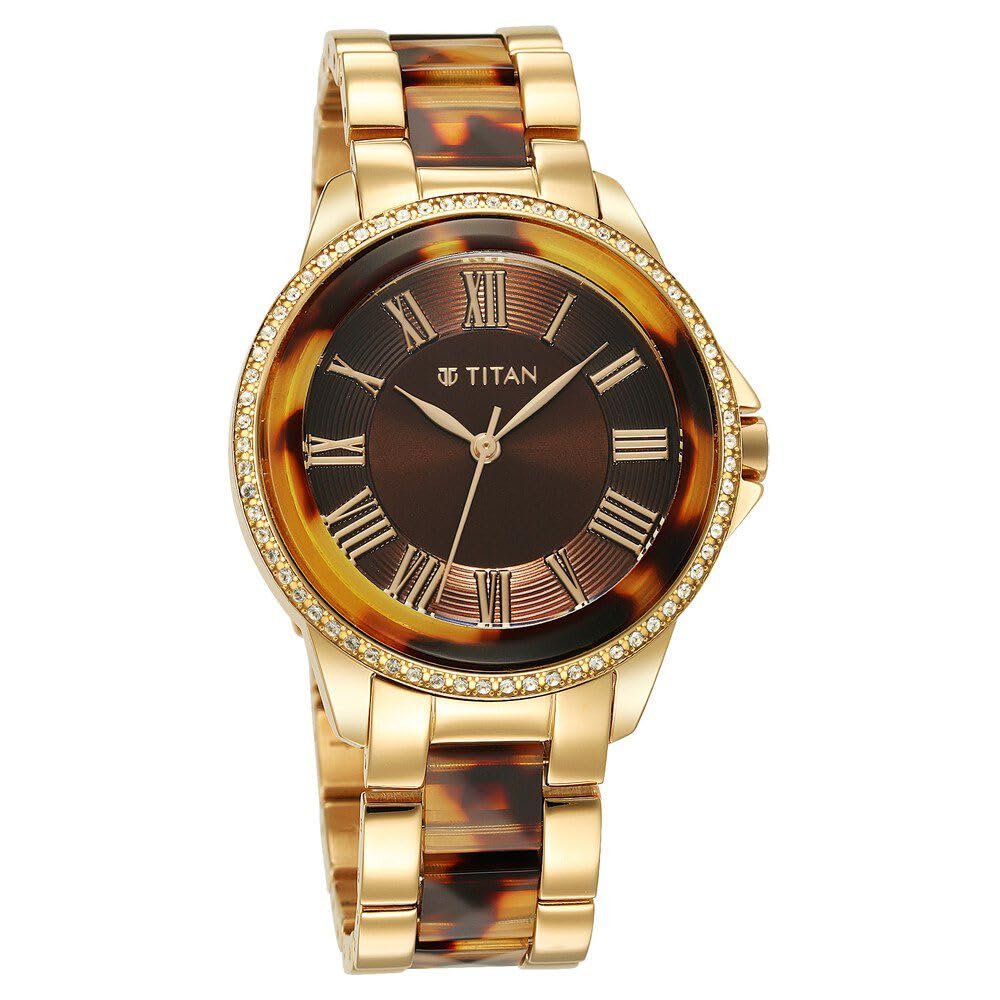 Titan Purple Ceramics Brown Dial Analog Stainless Steel Strap Watch for Women-NS95218KD01 Titan Purple Ceramics Brown Dial Analog Stainless Steel Strap Watch for Women-NS95218KD01
