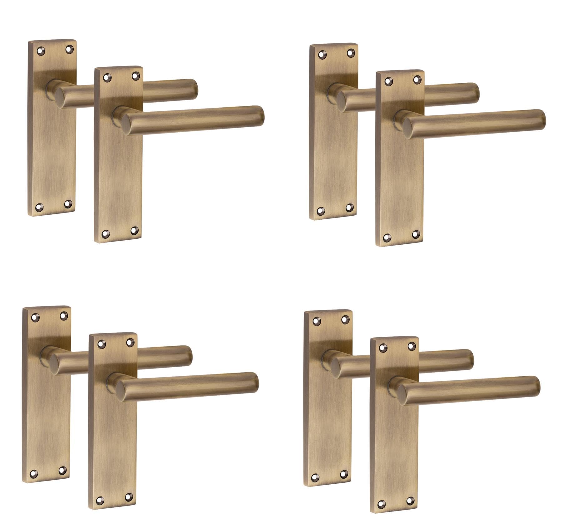 Golden Grace Victorian T-Bar Scroll Door Handles, 4 Pairs Antique Brass