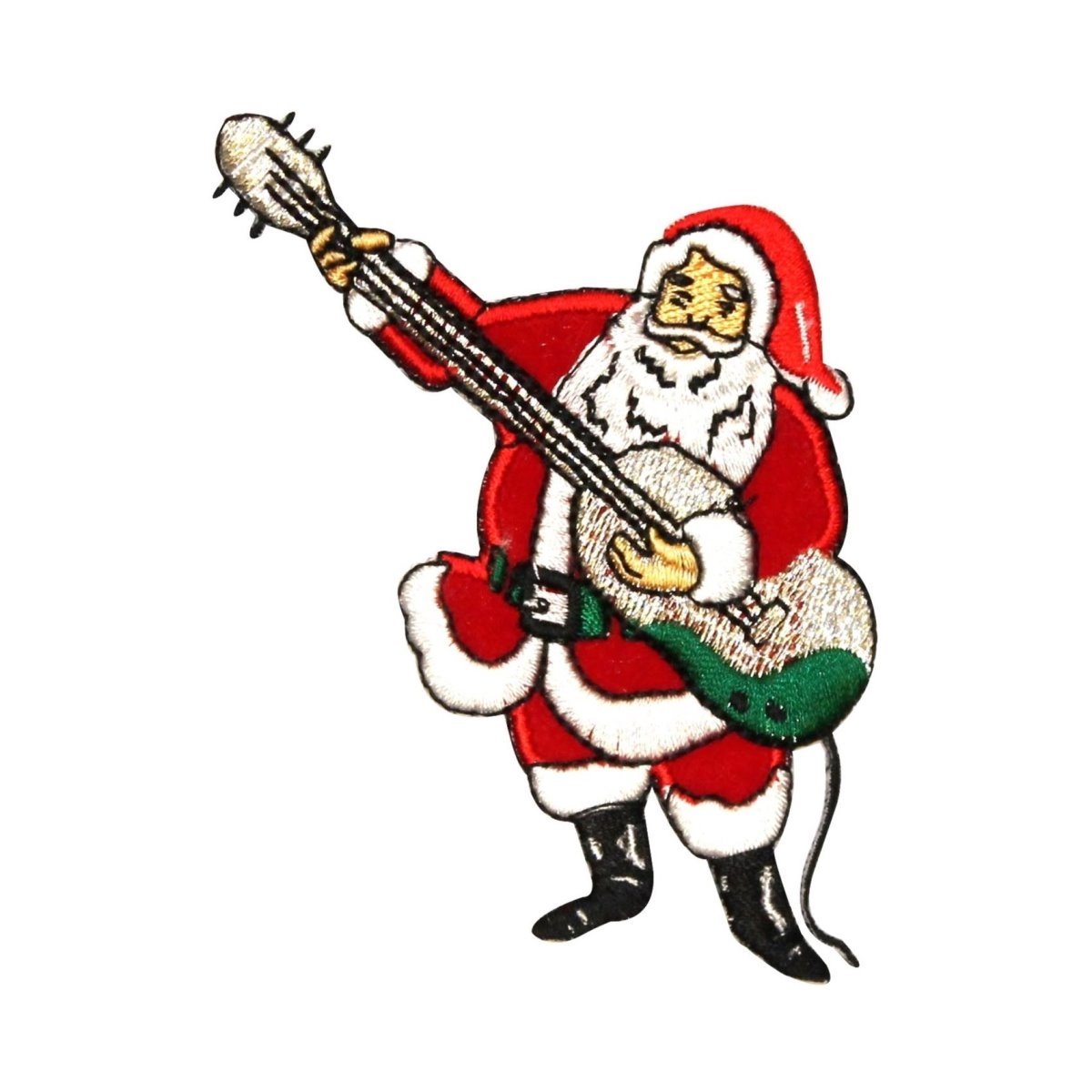 Écusson brodé à repasser Père Noël guitare ID 8035 pour customisation