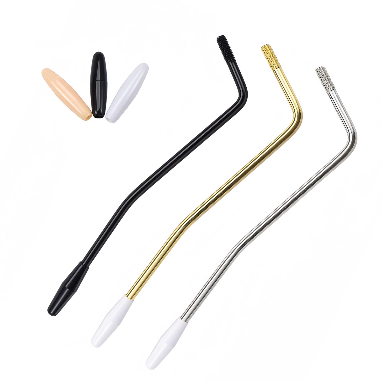 Musiin 3-Piece 6mm Tremolo Arm Electric Guitar Tremolo Arm Threaded Metal Single Tremolo Arm Whammy Bar Compatible with Stratocaster Electric Guitar Tremolo System (Set of 3 Colors)