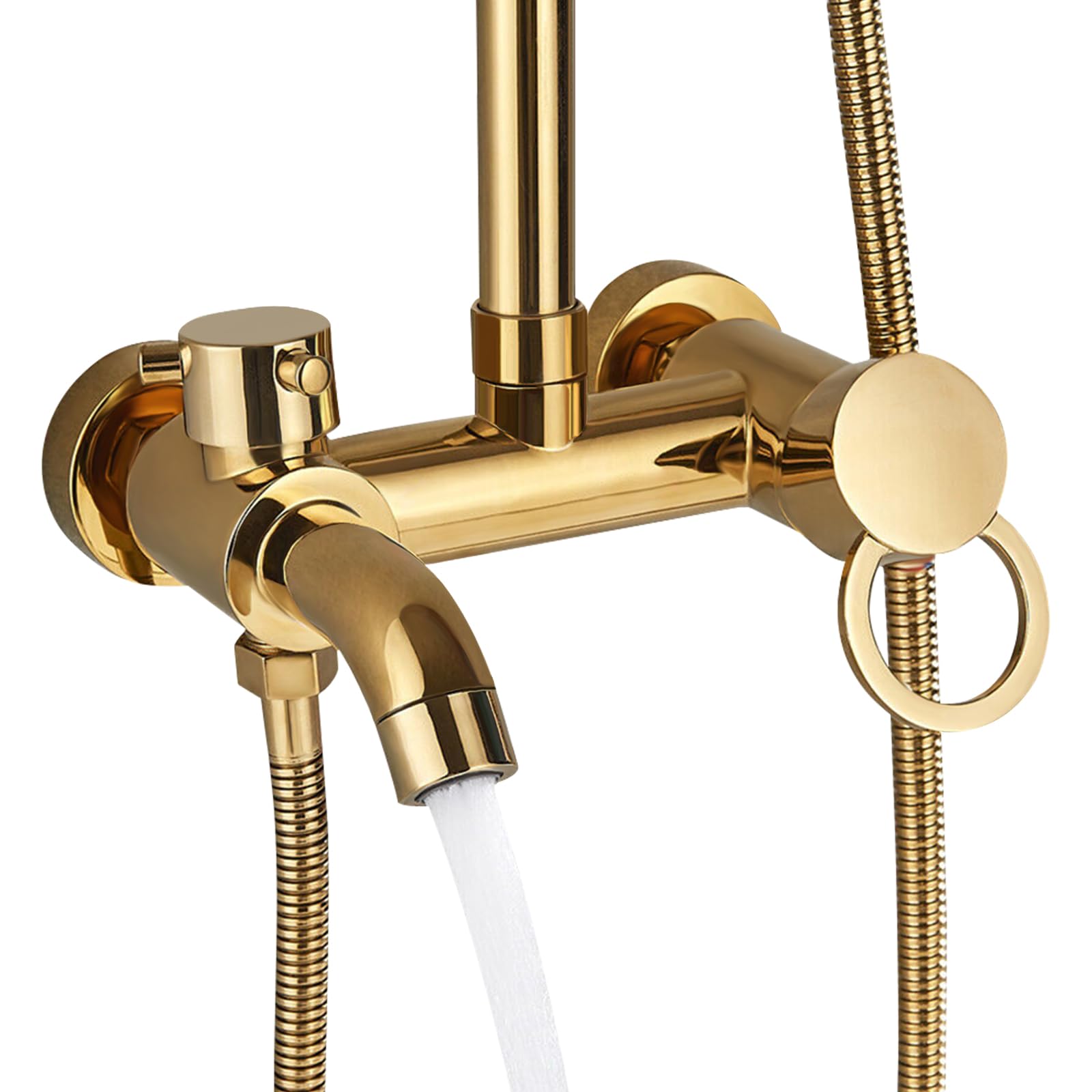 Duschsystem, 20cm Duschzubehör Duschset Handbrause aus Edelstahl Kopfbrause Wandmontage höhenverstellbar Badarmatur golden