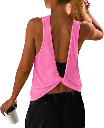 UNIANKIYA Open Back Workout Tops for Women Athletic Backless Tank Tops Sleeveless Running T Shirts Yoga Going Out Gym Clothes