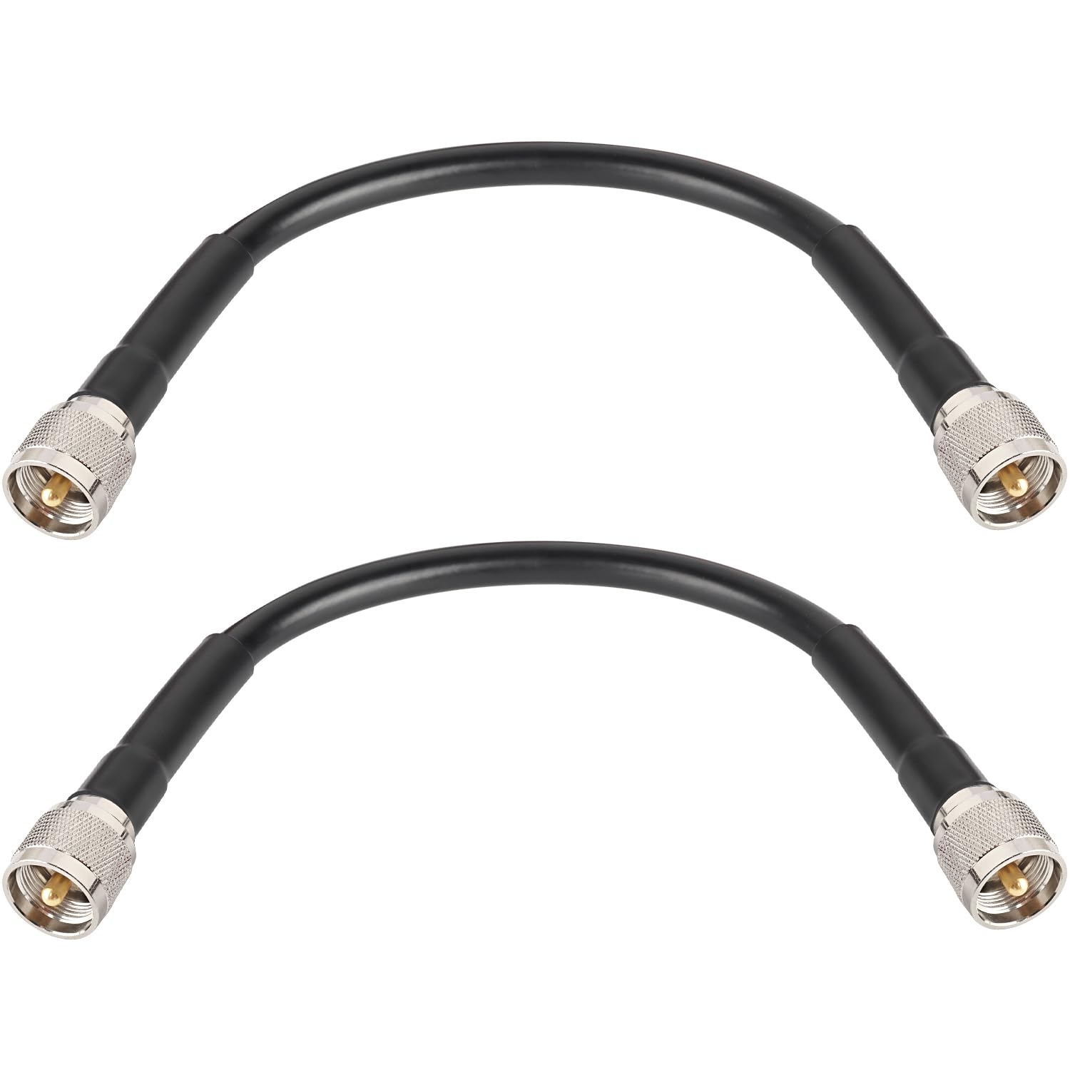 MOOKEERF UHF CB Coax Cable - 1ft 2PCS KMR400 PL259 Male to Male Coaxial Cable Low Loss UHF Cable CB Coax Cable for HAM Radio, VHF Radio, SWR Meter,