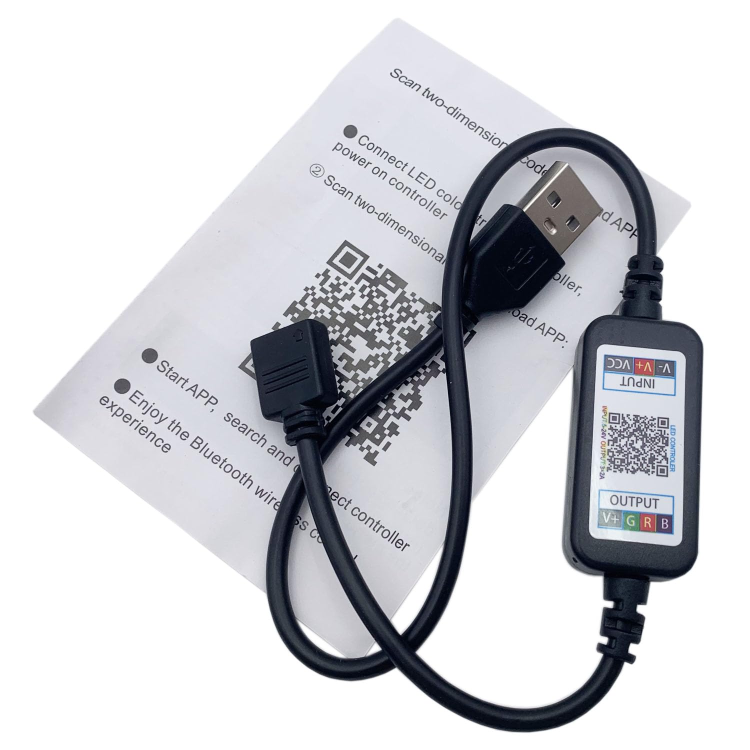 TOPXCDZ Smart 5V USB Bluetooth Controller 4pin 5050 2835 RGB LED Strip Light 4 Pin Connector Phone APP Contrl Tape TV Backlight Decor (USB 5V)
