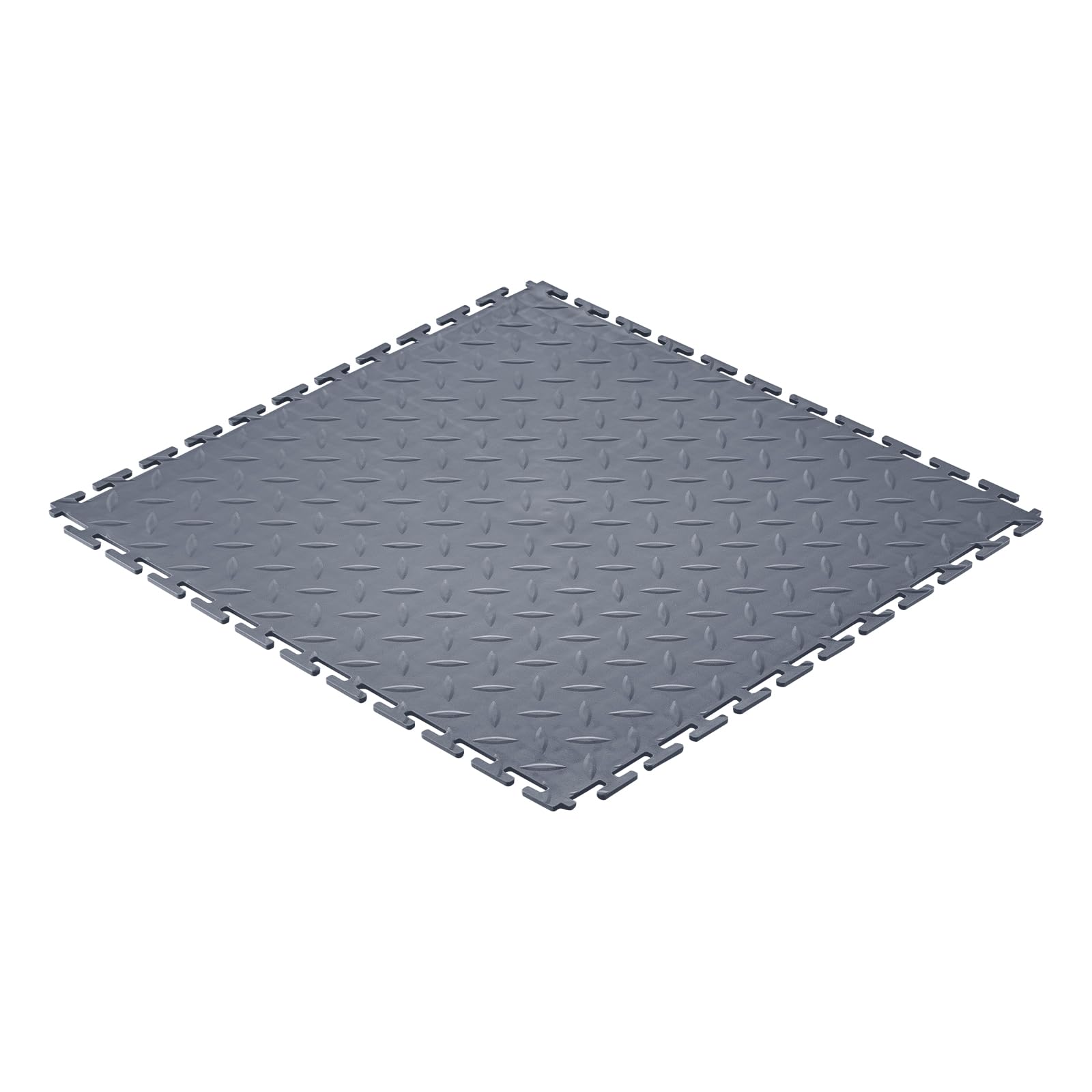VEVOR Suelo de PVC Antideslizante para Garaje, Paquete de 16 Unidades de 513 x 513 x 5 mm, Instalación por Clic, con Patrón de Diamante para Taller, Almacén, Cuarto de Herramientas, Gris Grafito