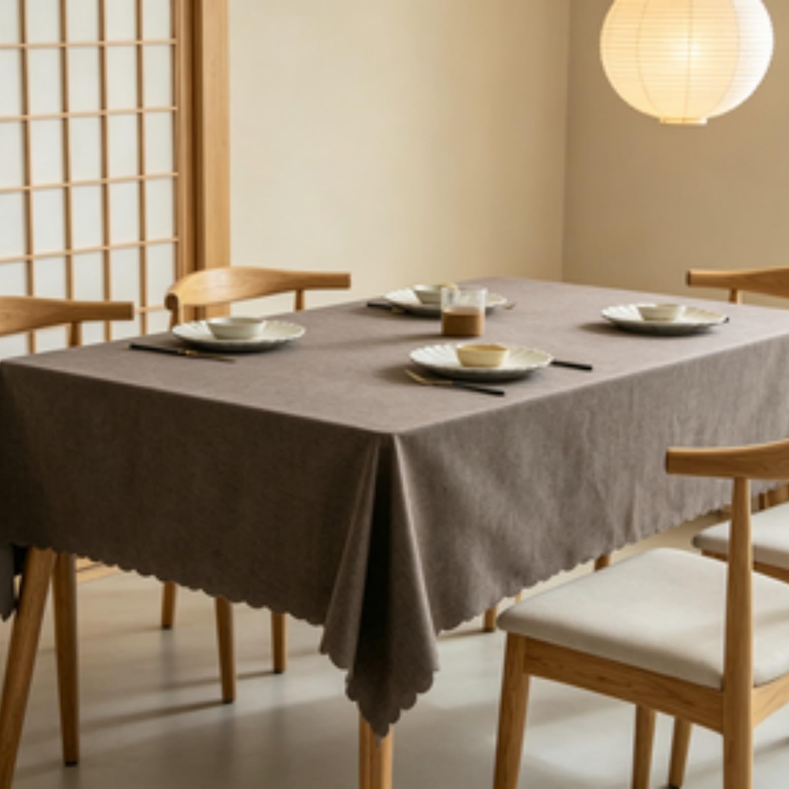 RCYONGQ Table Cloth Wipe Clean Tablecloth Water Resistant, Wipeable Rectangle Tablecloth Durable Scratch Resistant, Washable For Dining Room Kitchen Tabletop Decoration(Brown,130x220cm)