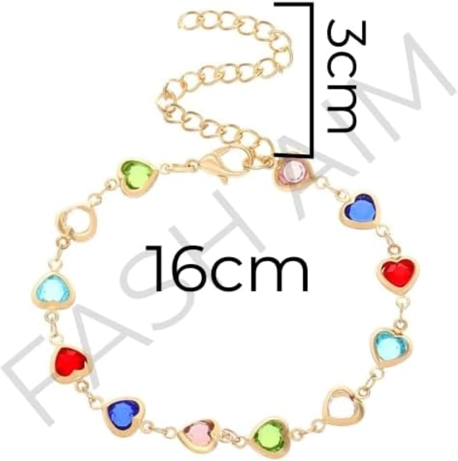 18K Gold Plated Heart Charm Bracelet for Women & Girls, Adjustable Colorful Heart Friendship Bracelet, Lightweight Jewelry Gift for Her
