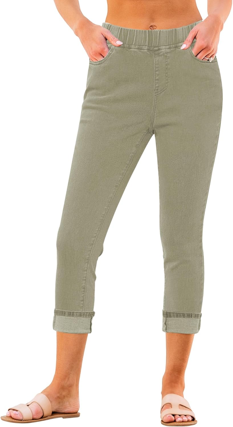 GRAPENT Pull On Jeans for Women High Waisted Skinny Capri Pants Trendy Stretch Denim Cropped Jeans Crop Jeggings Capris