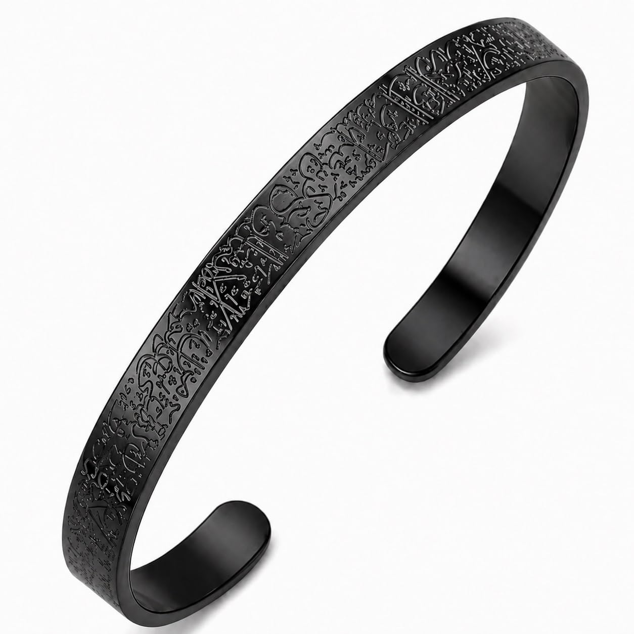 bigwheels Ayatul Kursi Bracelet Black Plated Ayatul Kursi Bangle Quran Luxury Islamic Jewellery Arabic Cuff Adjustable Half Bracelet, Muslim Islamic Allah, Ramazan Eid Gifts-picture-25