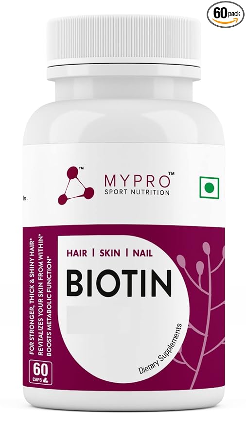 Mypro Sport Nutrition Biotin | Beauty Capsules | Promotes Healthy Hair | Skin & Nails |Helps Support Energy Metabolism | Helps Convert Food Into Energy For Men And Women -60 Capsules