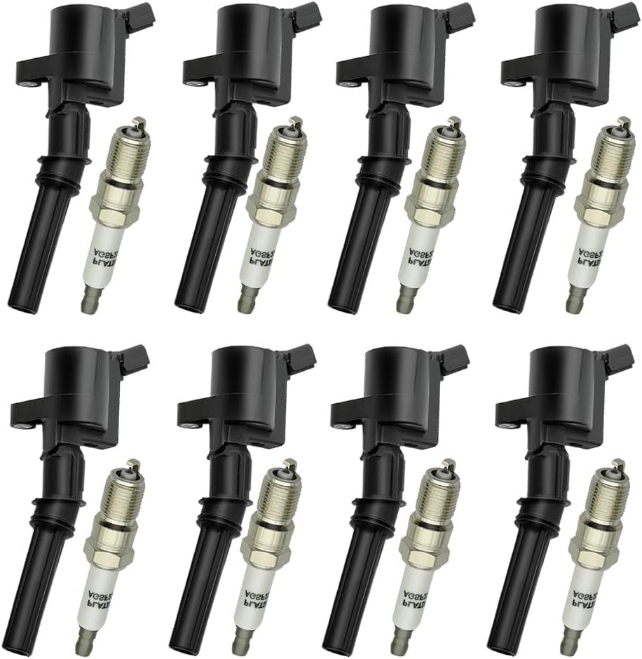 Set of 8 DG508 Ignition Coil Pack SP479 Spark Plugs Compatible with Ford F-150/F250/F350/F-450/550, Ford Mustang, Lincoln Navigato, E-150/E250 4.6L 5.4 4.2 6.8L #DG508 DG491 FD503 DCE261 DCE263 DG481