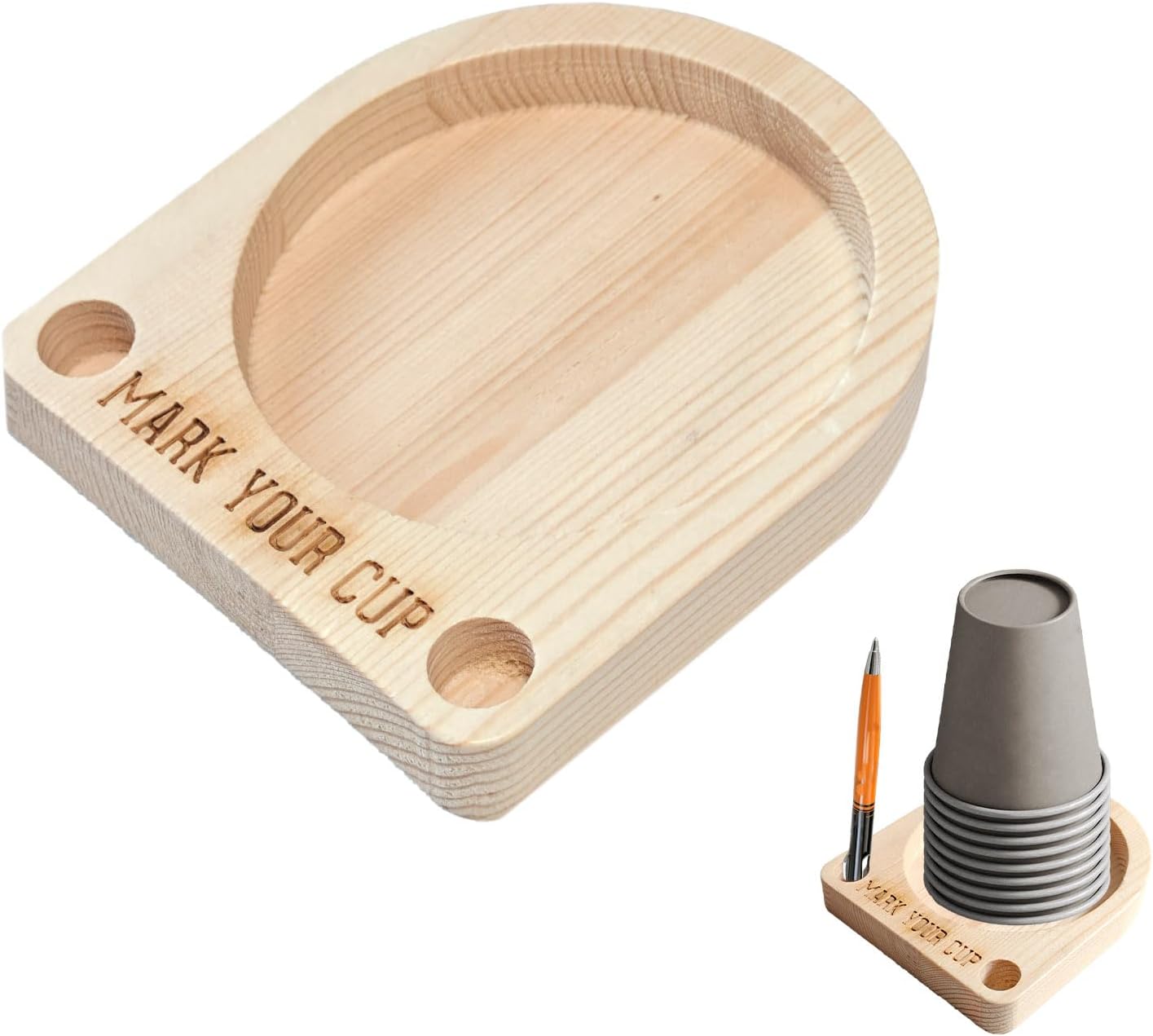 Wooden Cup Holder with Marker Slot, Party Cup Dispenser for Party