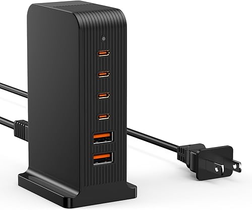 Estación de carga USB C, concentrador de carga USB total de 90 W, torre de carga USB de 6 puertos para iPhone 15141312, iPad, Samsung Galaxy, Google