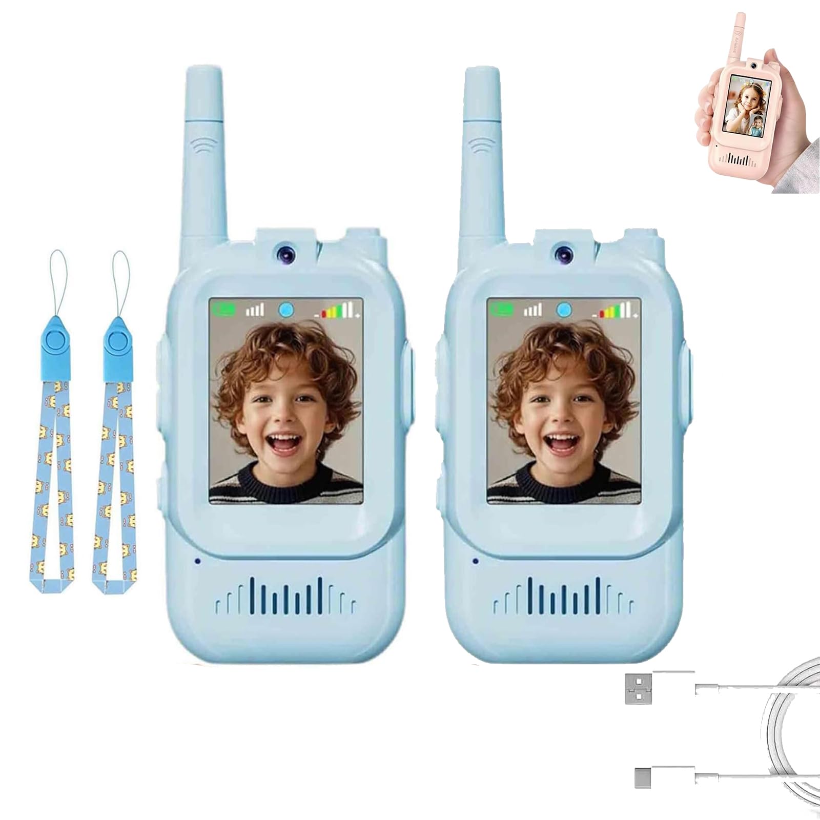 Walkie Talkie Con Video Per Bambini - 2 Pezzi Ricaricabili, Telecamera HD, Cambio Voce, Portata Lunga | Giocattolo Per Avventure Indoor E Outdoor