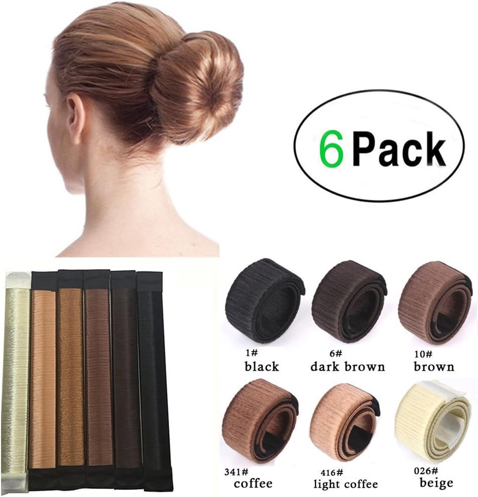 Fast Bun Maker 6pcs - Women Girls Kids Magic DIY Snap Hair Bun Making Curler Roller Tool Ponitail Holder Fashion Bun Shaper