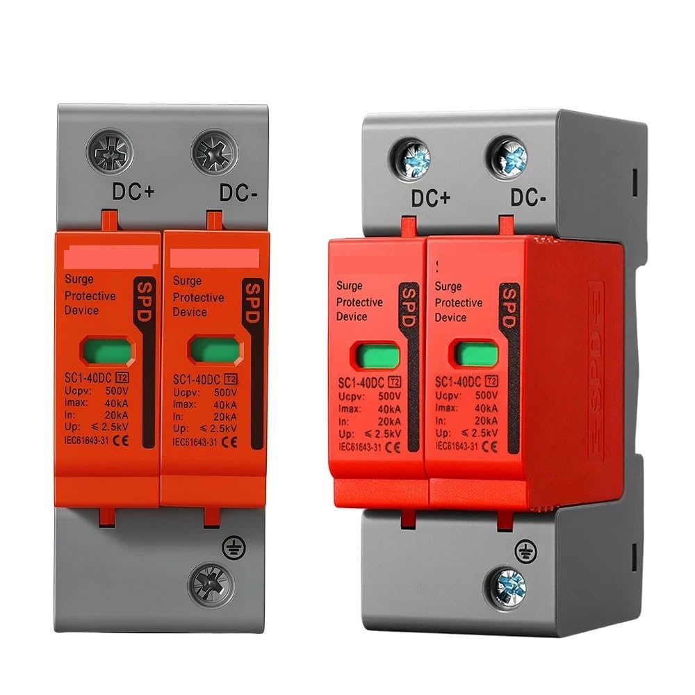SPD 2P DC Surge Protector 500V 600V 800V 1000V, adatto for la protezione contro i fulmini dei sistemi di energia solare fotovoltaica | 20-40KA,600V