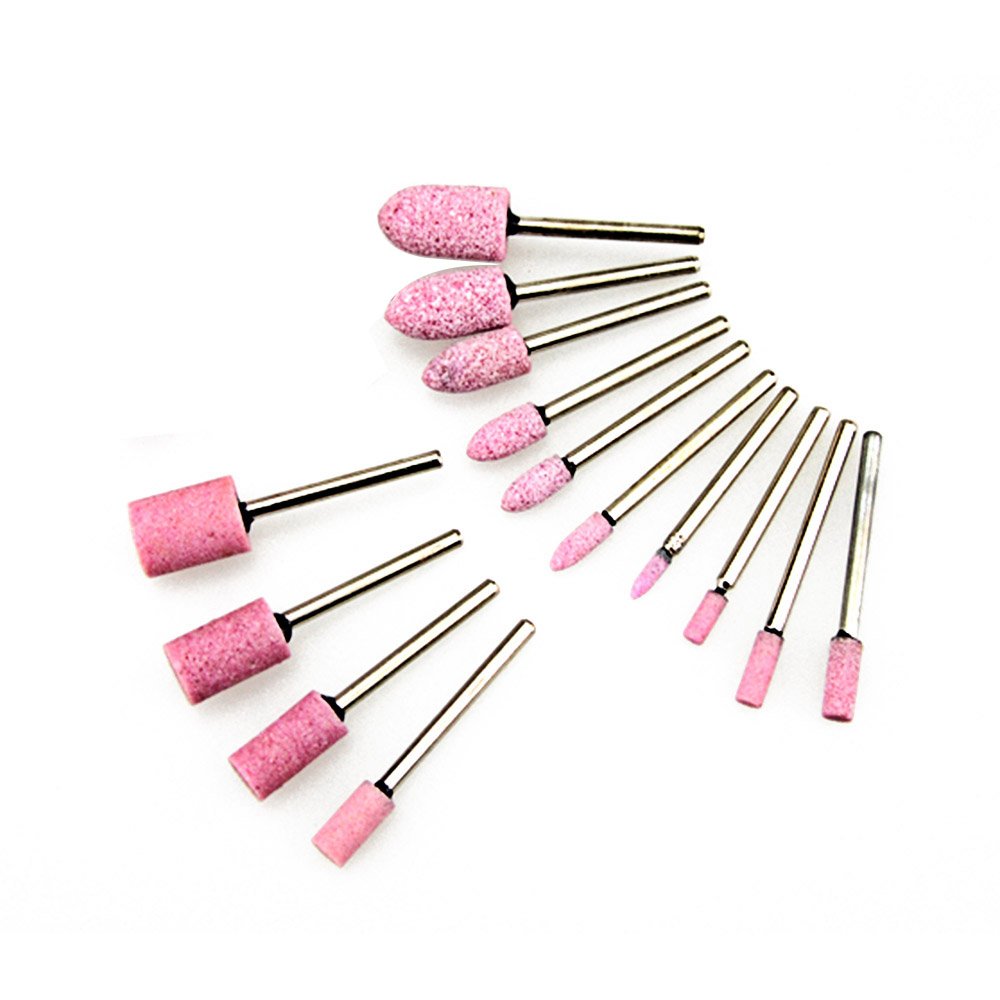 10PCS multifunzione mandrino montato Polish Grind pietra abrasiva testa per utensile rotante (cono/cilindro, 3/4/5/6/8/10/12 mm), cylinder 3mm, pink +silver, 10