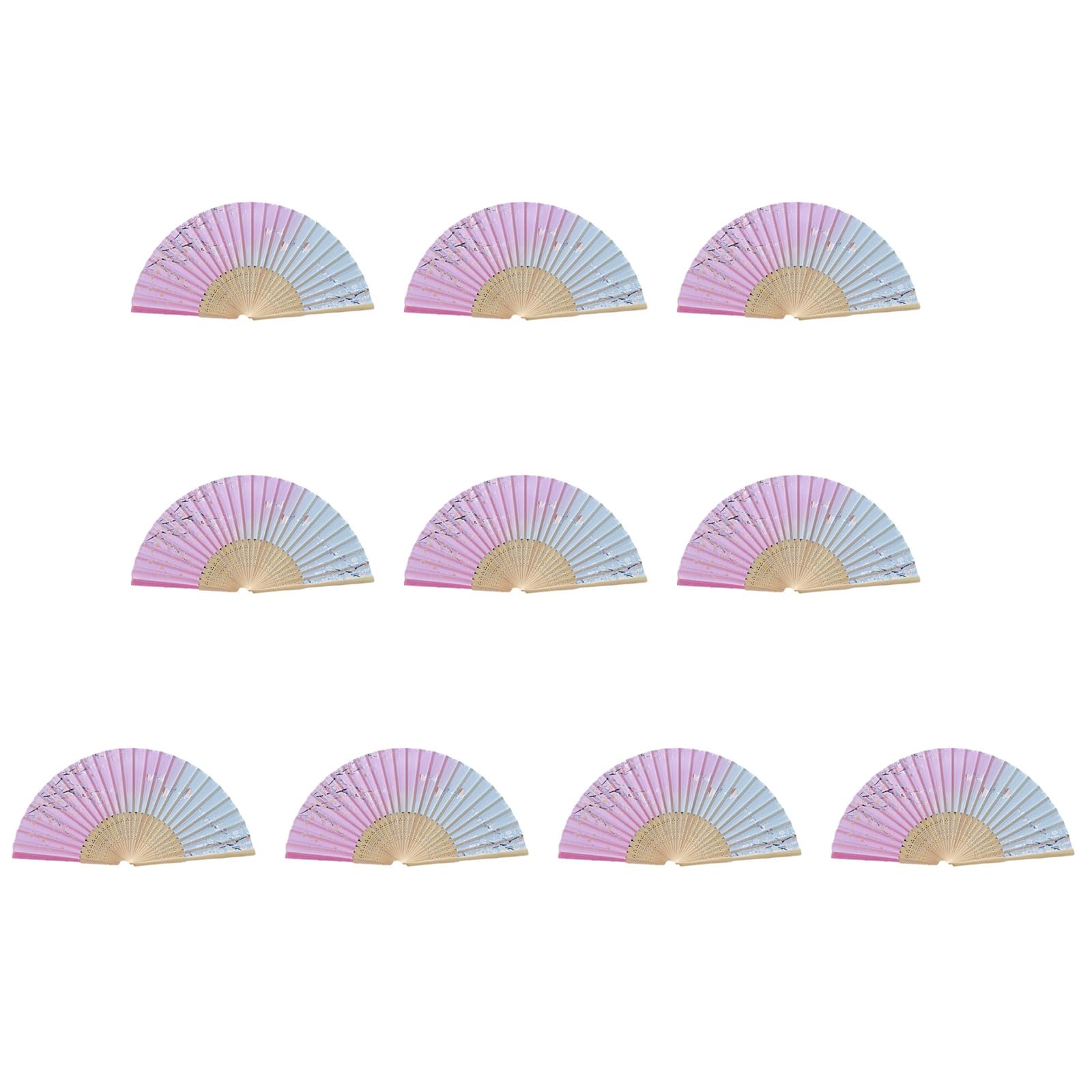NRVTRE Of 10 Bamboo Fans, Handmade Chinese Folding Fan Performances Fan for Cooling, Decoration, and Collection Cooling
