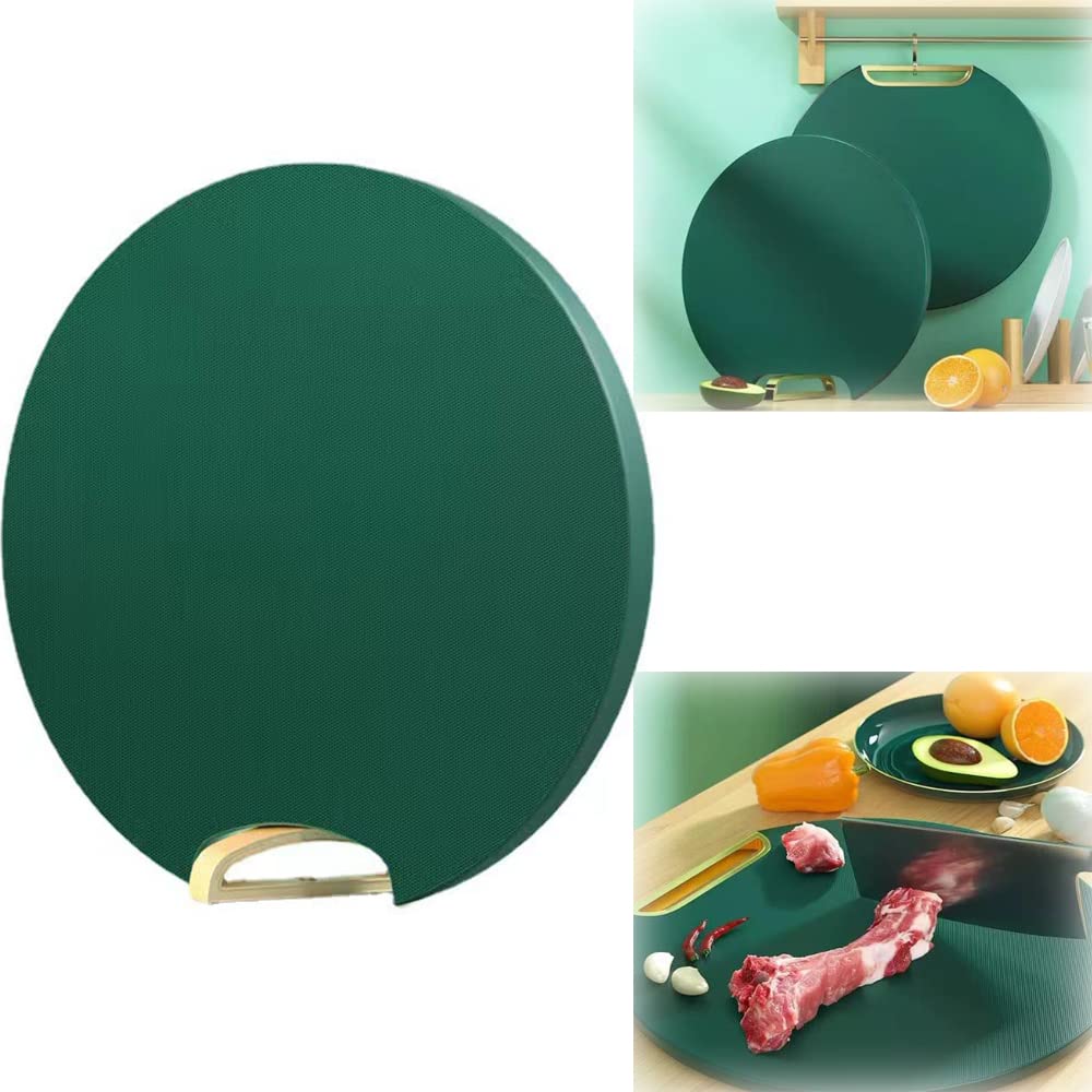 XTRANSF Antib_acte_Rial Vertical Double Sided Cutting Board, Kitchen Cutting Board Mat, Round Green Non-Slip Vertical Chopping Board, Double-Sided Vertical Cutting Board for Kitchen (12.6in)
