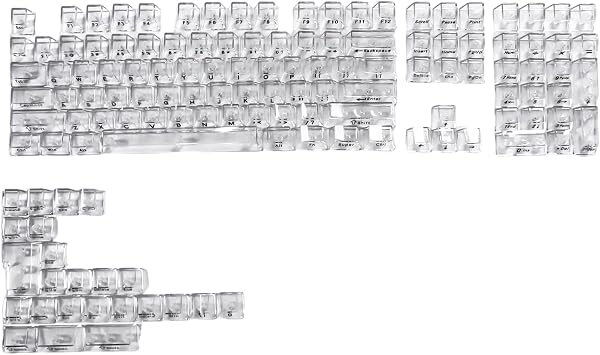 Clear Translucent Key Cap Set Original Height Side/Top Print Gaming Mechanical Keyboard 132 Key Caps