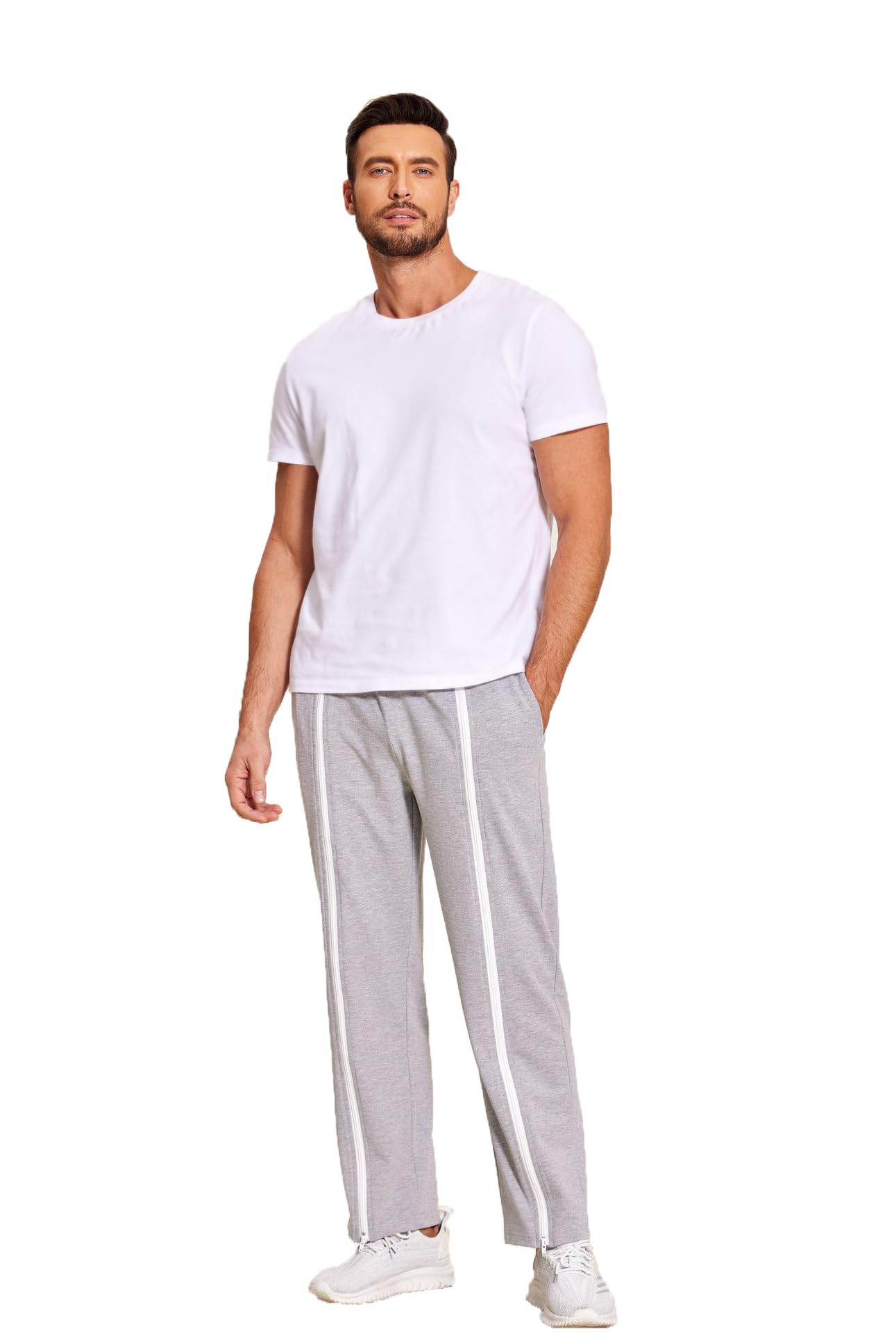 PINSPARK Pantalones de recuperación Hombre Cremallera Completa Algodón Abertura Lateral Bolsillos
