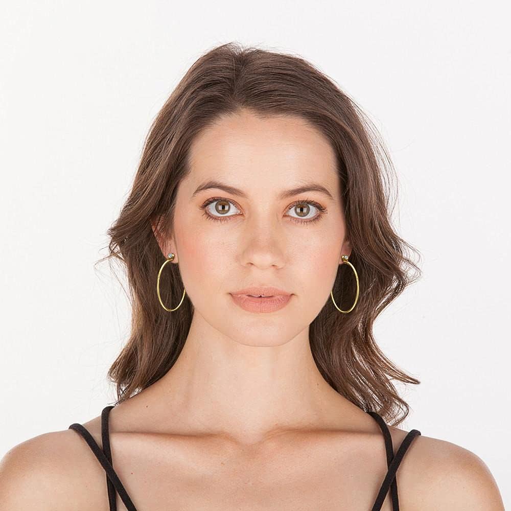 Gacimy 14K Gold Plated Hoop Earrings for Women 14K Real Gold Plated, 925 Sterling Silver Post CZ Earrings for Women - Image 4