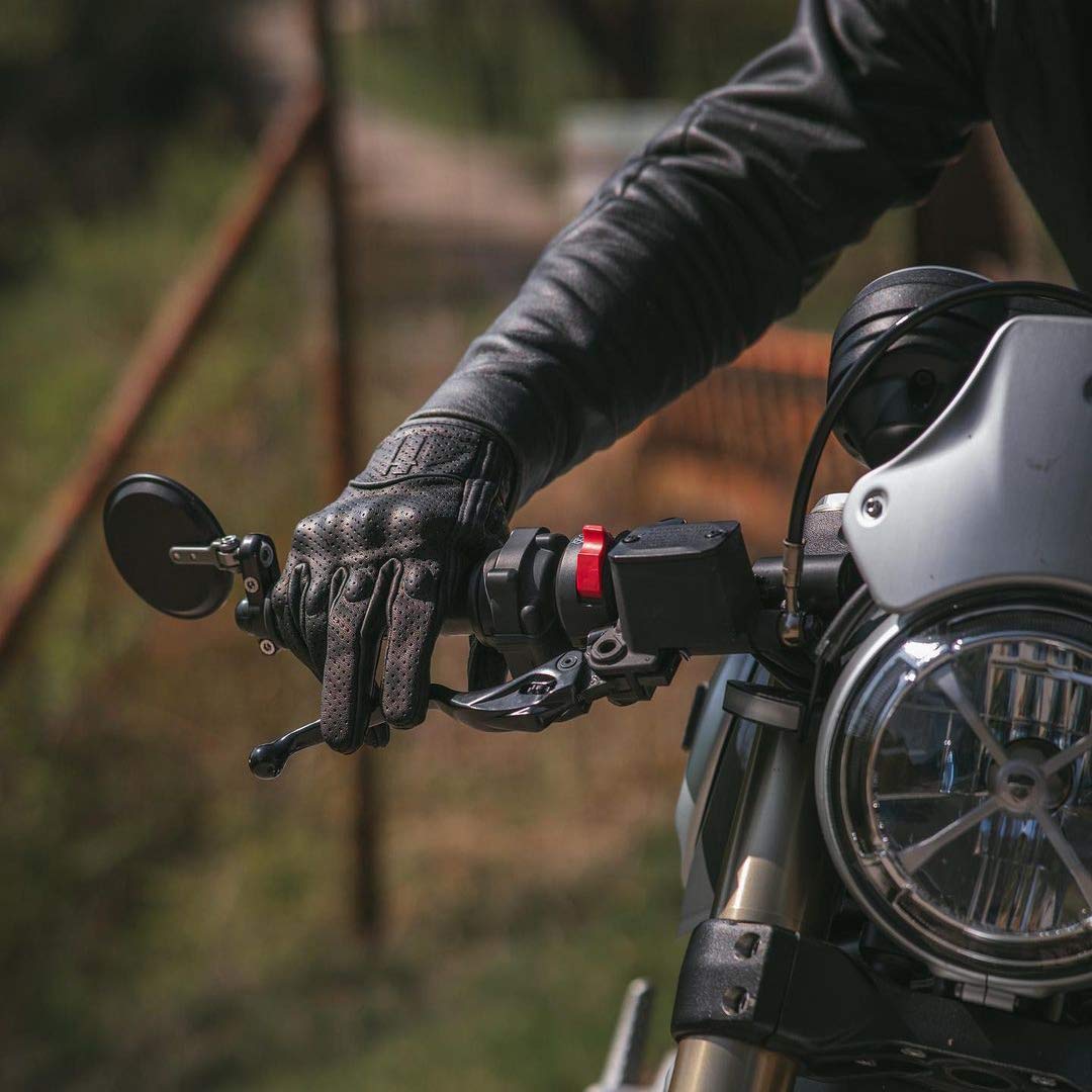 Harssidanzar Guanti da moto touchscreen da uomo in pelle di capra GM028E