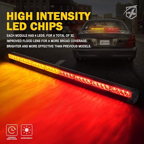 Miniatura 9 de Xprite Barra de luz estroboscópica LED de emergencia de 35.5 pulgadas, barra de luz estroboscópica de advertencia de peligro de seguridad para